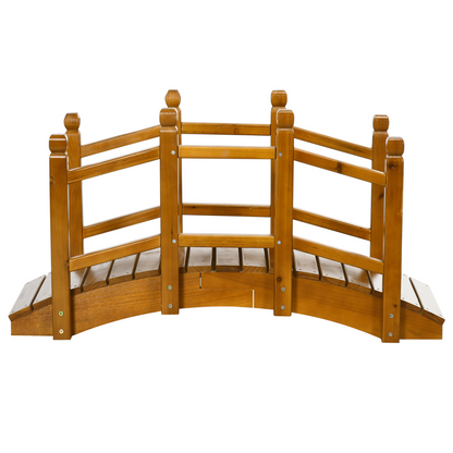 Wooden Garden Bridge Arc Footbridge with Safety Railings for Pond Creek Stream