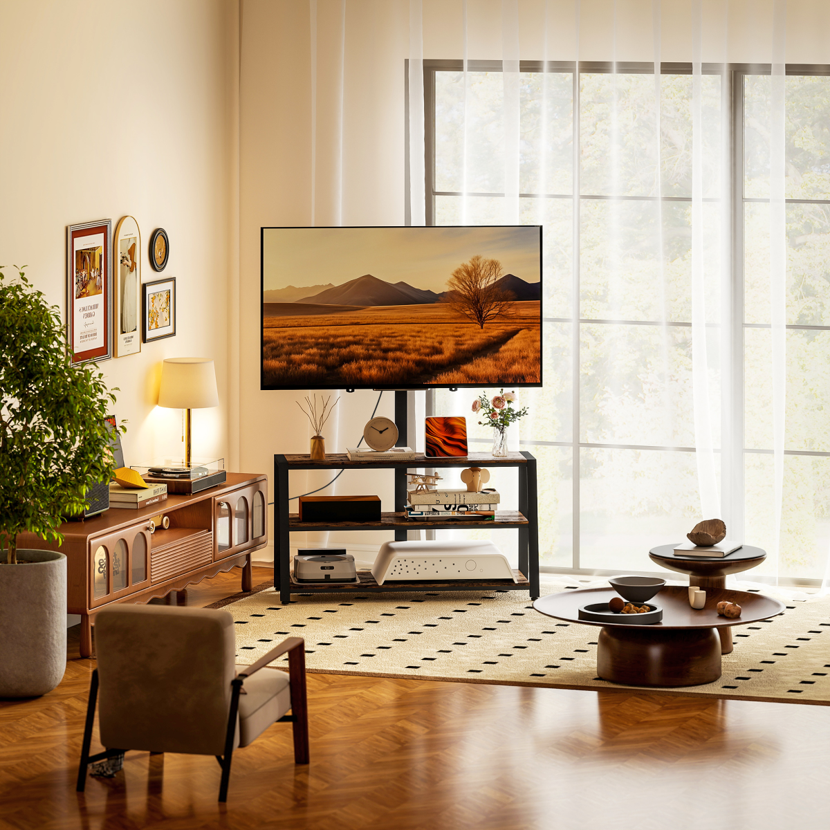 HOMCOM TV Stand Cabinet with Swivel Bracket for 32 - 65 Inch TVs