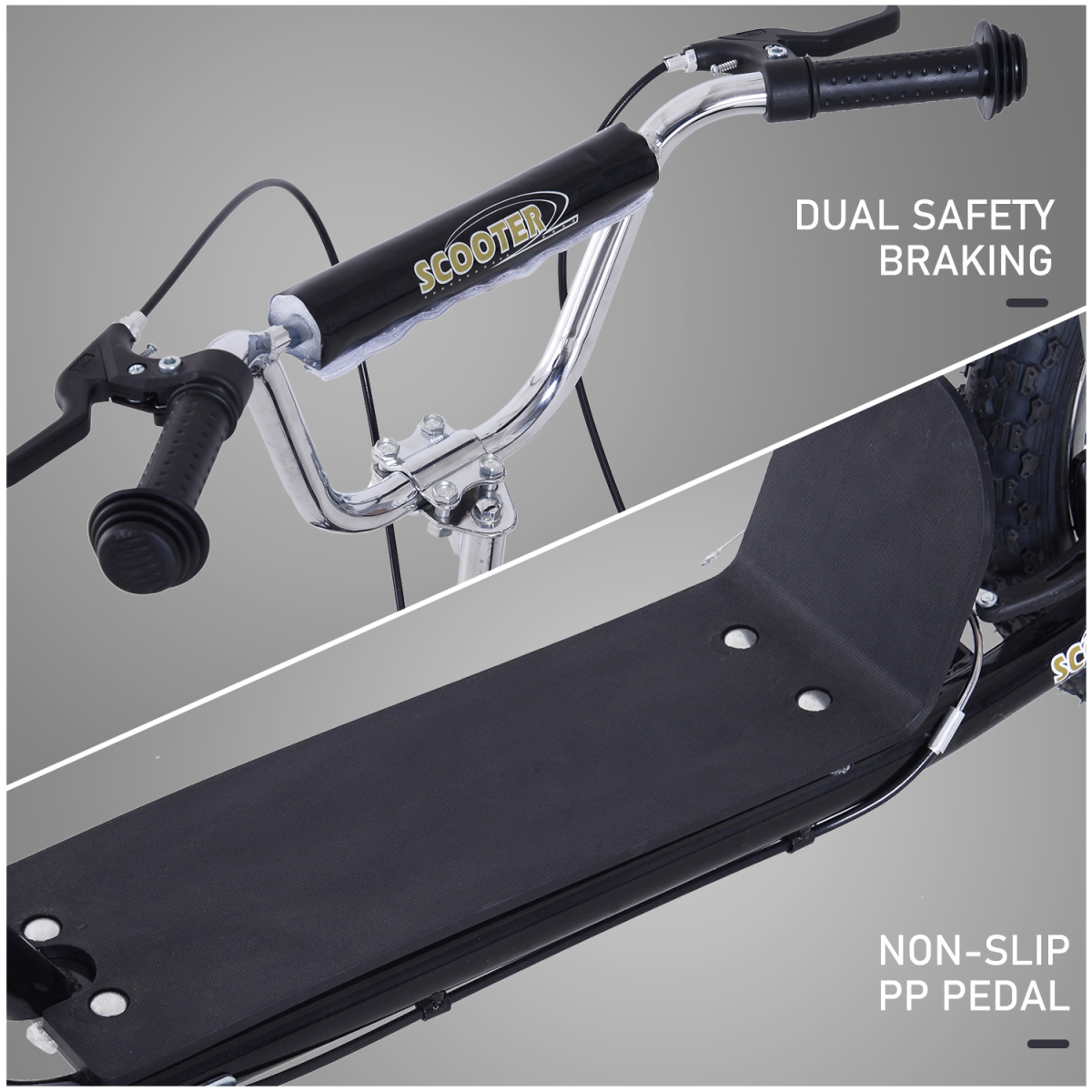 HOMCOM Teen Scooter Adjustable Height Dual Brakes Rubber Wheels Kickstand,