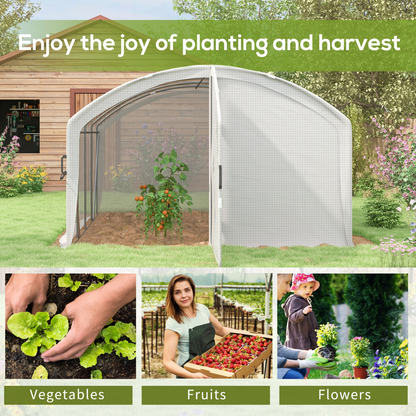 Outsunny 4 x 3 x 2m Polytunnel Greenhouse with Door, UV-resistant PE Cover