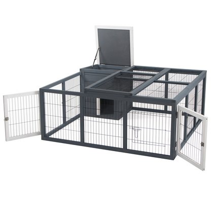 Rabbit Run Small Animal Hutch Guinea Pig House with Openable Main House & Roof
