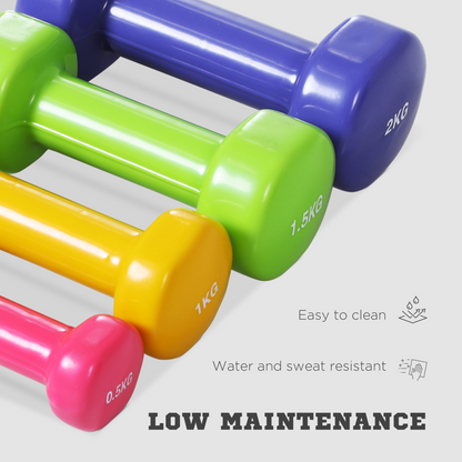 10kg Colourful Dumbbell Weights Set Home Exercising Toning w/ Case Gym HOMCOM
