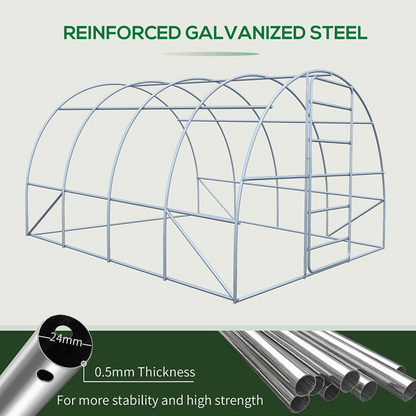 4 x 3M Walk-in Garden Polytunnel Greenhouse Galvanised Steel W/ Door