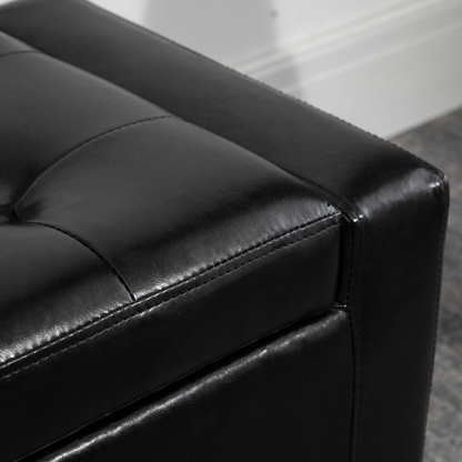 Deluxe PU Leather Storage Ottoman Bench Footrest Stool Large Storage Space