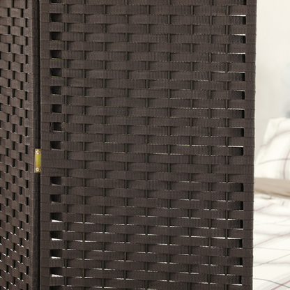 HOMCOM 4 Panel Folding Room Divider, Privacy Screen, 160 x 170cm, Brown