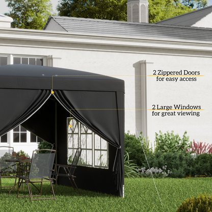 3mx3m Pop Up Gazebo Party Tent Canopy Marquee with Storage Bag Black