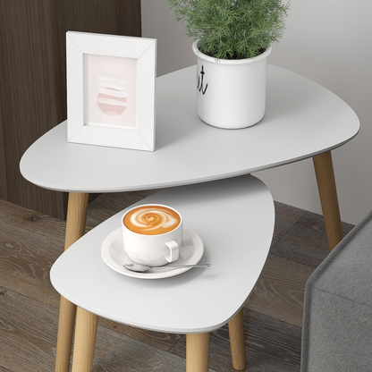 HOMCOM Side Table Set of 2, Modern End Coffee Bedside Tables Grey Natural