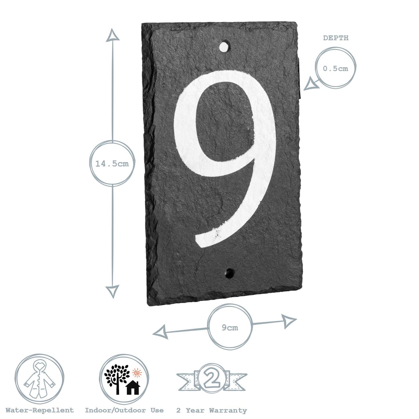 Number 9 Slate House Sign