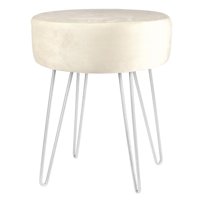 Cream Round Velvet Footstool
