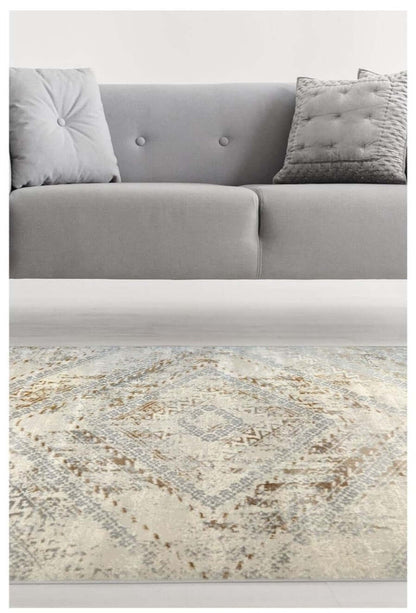 Abstract Vintage Cream/Ochre Rug