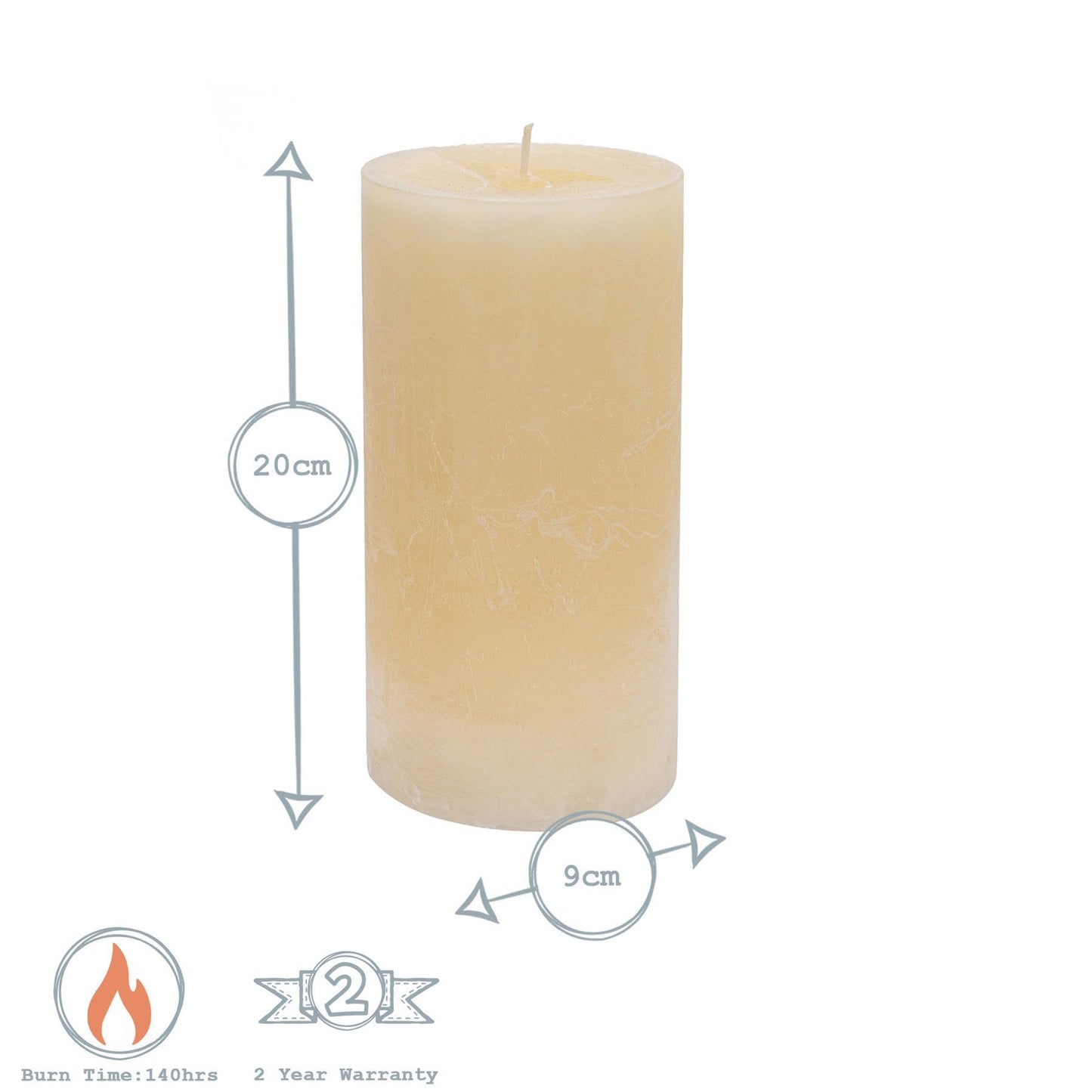 20cm Vanilla Round Pillar Candle