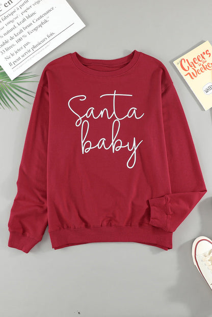 Long-sleeved Solid Color Letter Printed Sweatshirt