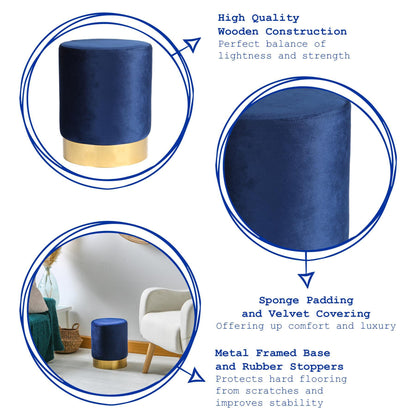Round Velvet Footstool