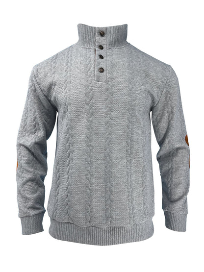 Fashion Jacquard Buckle Long Sleeve Embroidered Patch Sweater