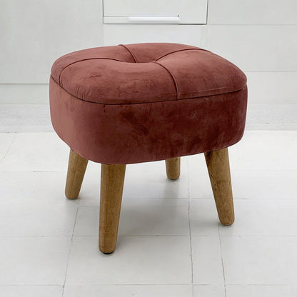AcaciaHome Stylish & Durable Living Velvet Ottoman Footstool with Lift-Up Storage, Round Design, Traditional Pattern, Comfortable Medium Firmness for Living Room, Office or Lounge (Pink, Round)