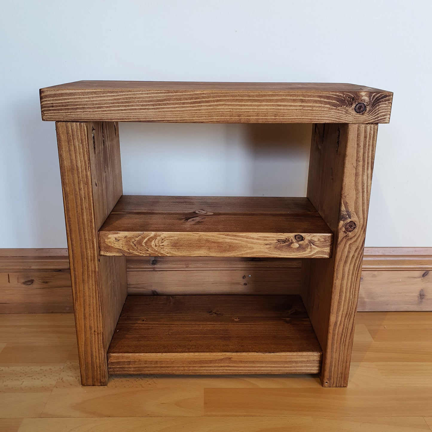 Solid Wood Rustic Coffee Table with Shelf