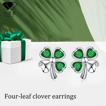 Silver Needle Natural Four-leaf Clover Lucky Earrings Female Gift For Mother's Day