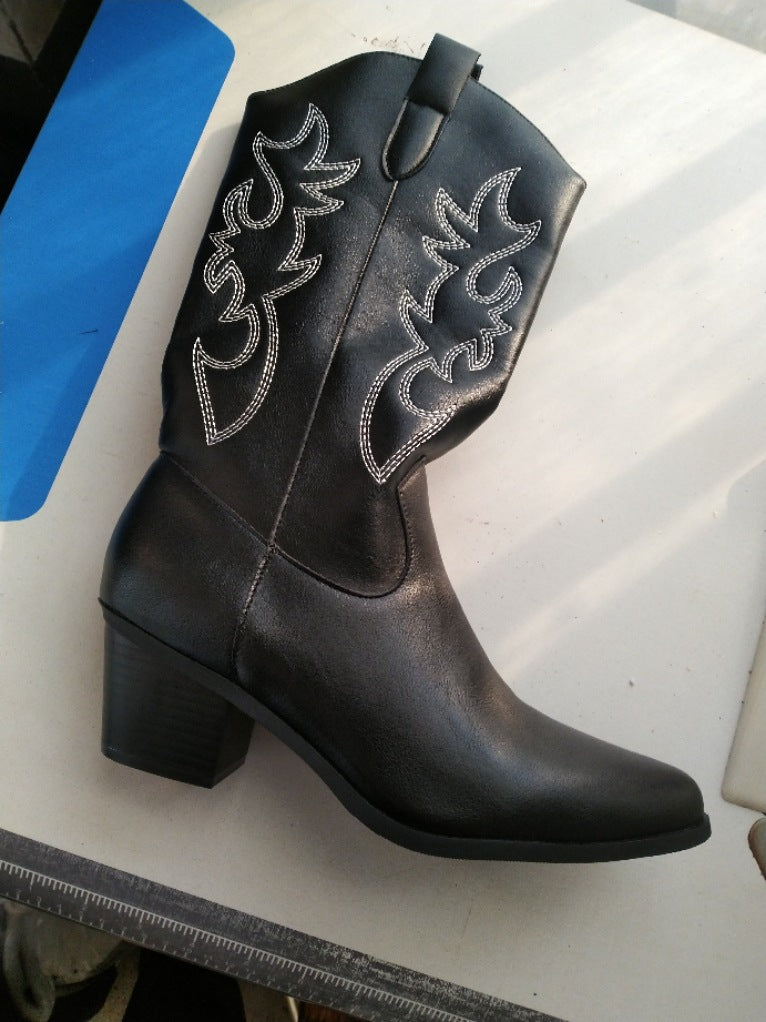 High Heel White Western Cowboy Knight Boots