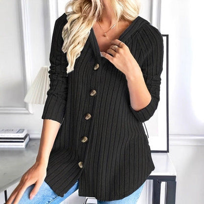 Women's Fashionable Buttoned Waist-cinching Long Sleeve Top Jacket