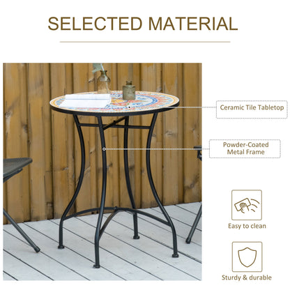 Outsunny Φ60cm Mosaic Outdoor Patio Table - Red