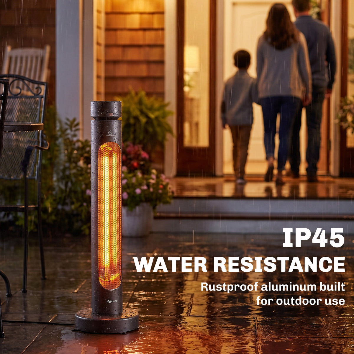 Outsunny 2000 W Electric Infrared Patio Heater, Free Standing Oscillating Outdoor Garden Heater with Knob/Remote Control, Black
