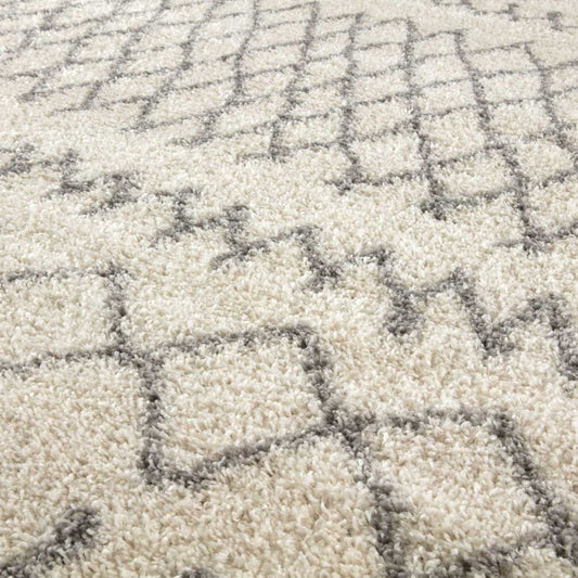 Moroccan Ivory Grey Shaggy Rug | 900