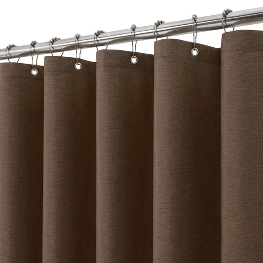VANZAVANZU Shower Curtain for Bathroom with Metal Hooks Linen Fabric Shower Curtain Heavy Duty Bath Curtain for Wet Room Bathtub Shower Stall,