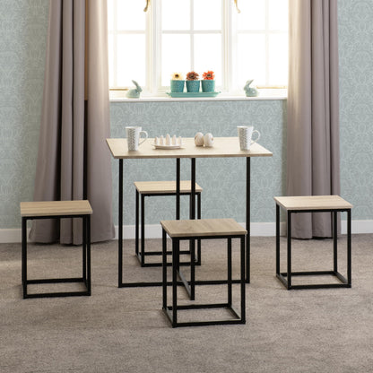 Seconique Stowaway Dining Set, Engineered Wood, Sonoma Oak Effect/Black, W 800mm x D 800mm x H 760mm