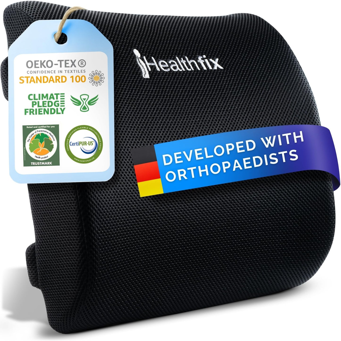 Healthfix Car Lumbar Pillow – Ergonomic lumbar support with memory foam for a healthy sitting posture in the car