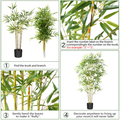 Kazeila Artificial Bamboo Plants Trees Outdoor 140cm Fake Plant Decorative Artificial Plants Indoor Outdoor Home Office Garden(1Pack)