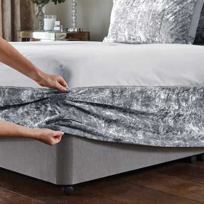 Catherine Lansfield Crushed Velvet King Divan Base Wrap Silver BD/46254/W/BWRAPK/SI