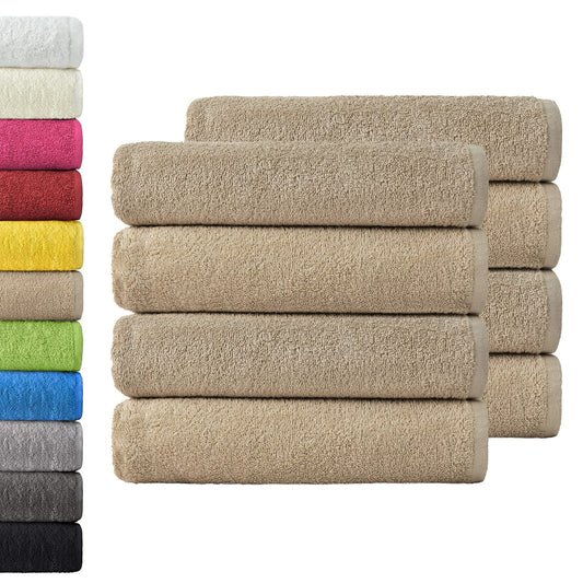 NatureMark Pack of 8 Terry Towels, Hand Towel Set, 50 x 100 cm, Sand/Beige, 100% Cotton