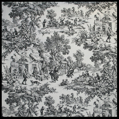 Ellis Curtain Victoria Park Toile 68-Inch-by-72 Inch Tailored Panel Pair with Tiebacks, Black