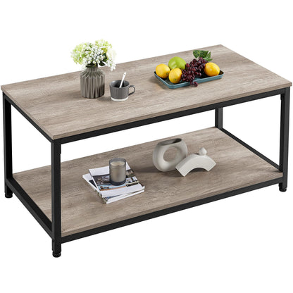 Yaheetech Coffee Table Industrial 100x50x45cm, Grey