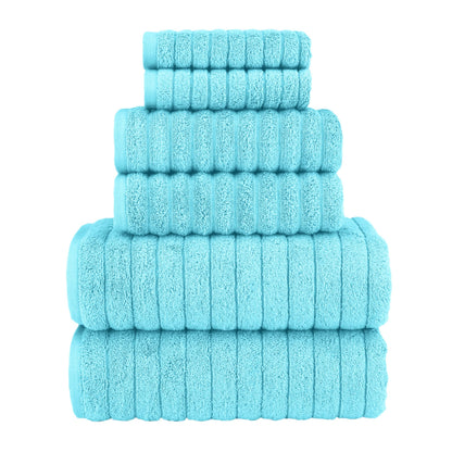 Elegant Comfort 100% Turkish Cotton Corduroy Ribbed Luxury Bath Towels 6-Piece Set, Premium Feel - Quick Dry, Highly Absorbent