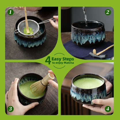 TEANAGOO Matcha Whisk, 7 Pcs Matcha Set with Holder/Scoop/Sifter, Matcha Kit for Ceremony, Matcha Tea Set for Making Breakfast/Latte, Matcha Whisk Set