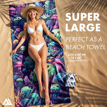 ALP & ACT Beach Towel XXL 200x90 cm - 100% Recycled Microfiber - SUPER LIGHTWEIGHT & Quick Dry - Large Microfiber Towels for Beach & Sun Lounger