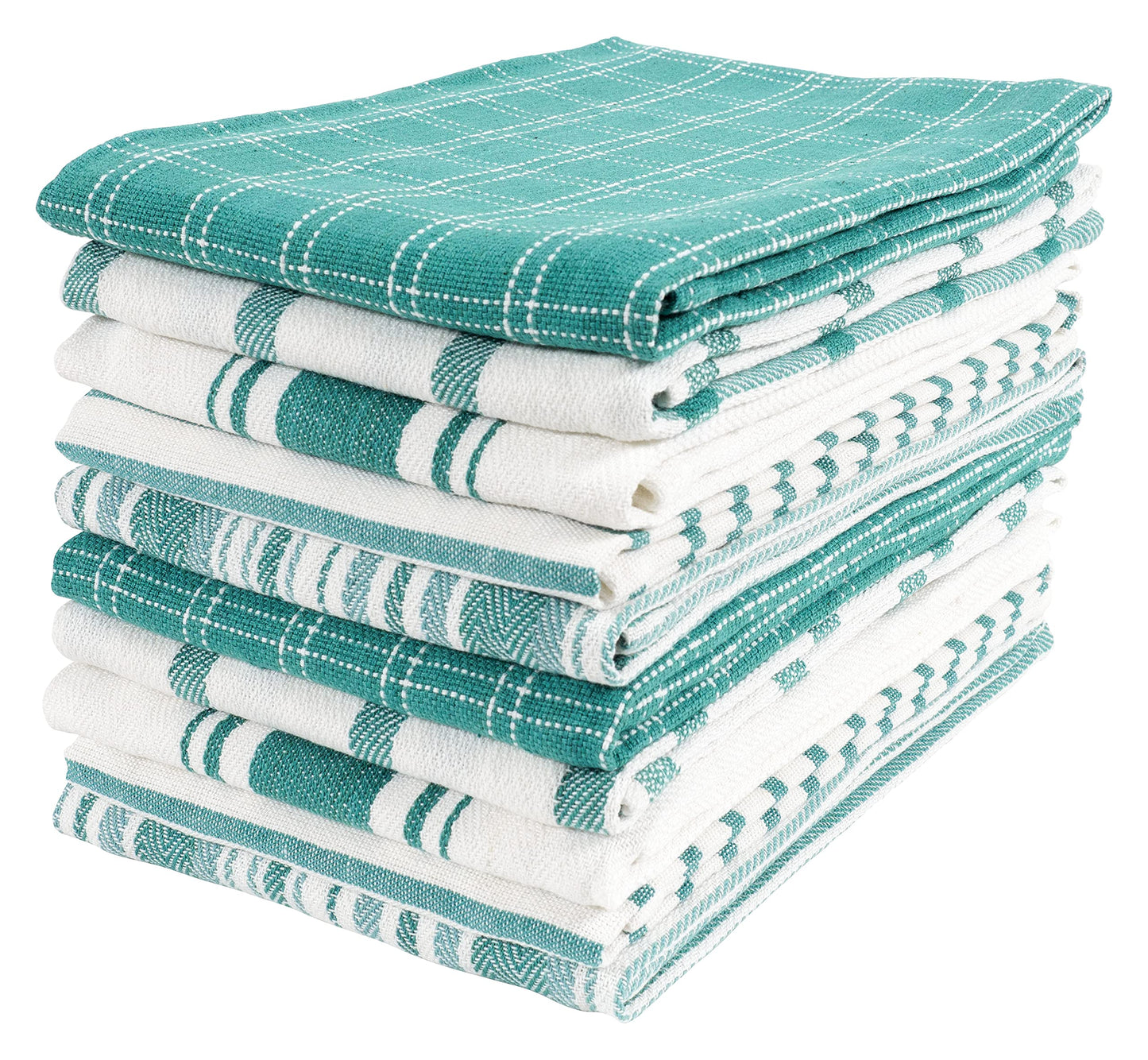 KAF Home Assorted Flat Kitchen Towels | Set of 10 Dish Towels, 100% Cotton - 18 x 28 inches | Ultra Absorbent Soft Kitchen Tea Towels