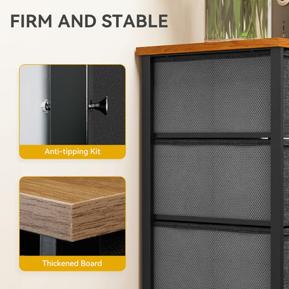 DWVO Chest of Drawers,Fabric Chest of Drawers Bedroom Cabinet with 8 Drawers,Dresser for Bedroom,Living Room With Handles,Wood Top and Sturdy Steel