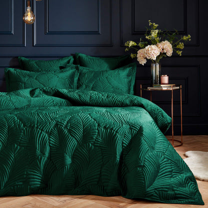 Paoletti Palmeria Duvet Cover and Pillowcase Set, Emerald, Double