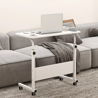 sogesfurniture Height-adjustable laptop table, laptop stand, computer desk with wheels, mobile side table, care table for bed and sofa