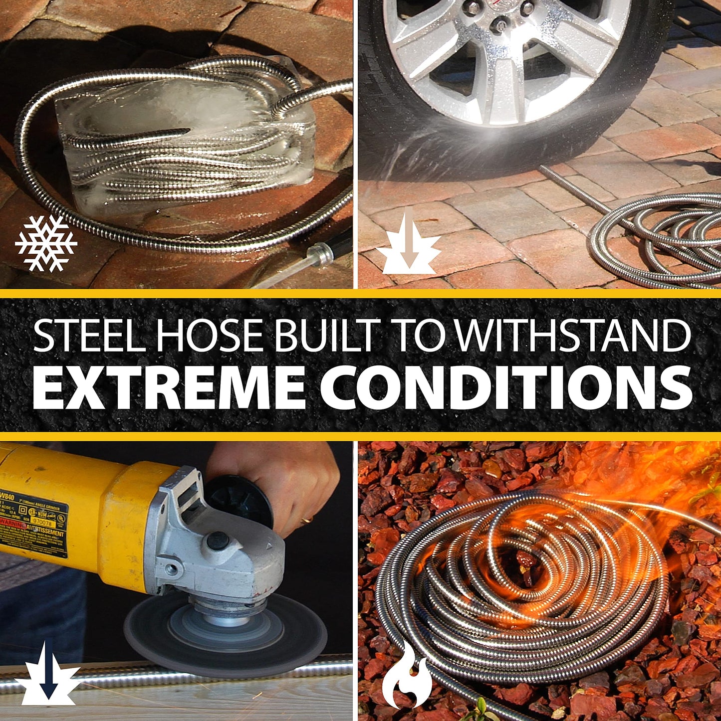 BIONIC STEEL 75FT Garden Hose, 304 Stainless Steel Metal Water Hose 75Ft, Flexible Hose, Kink Free, Ultra Lightweight and Durable, Crush Resistant,