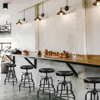 Yaheetech Rustic Round Adjustable Industrial Bar Stools, 1PCS Black