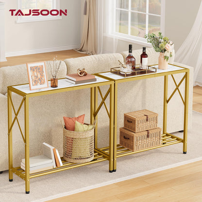 Tajsoon 28.3" Entryway Table, 2-Tier Small Consle Table for Entryway, Narrow Sofa Table with Shelves, Entrace Table for Hallway, Living Room