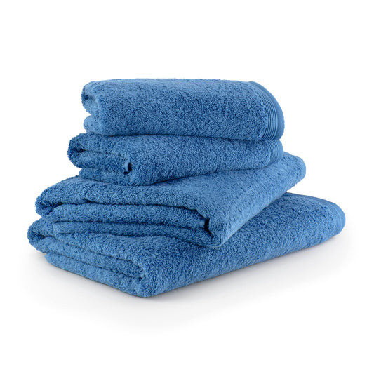 m?ve Superwuschel hand towel set, 2 shower towels 80 x 150 cm & 2 hand towels 50 x 100 cm, Made in Germany, 100% cotton, cornflower