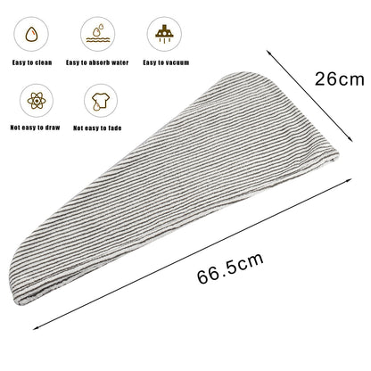 HuaJiao Microfibre Hair Towel Wrap, Hair Turban Drying Towel, Button Stripe