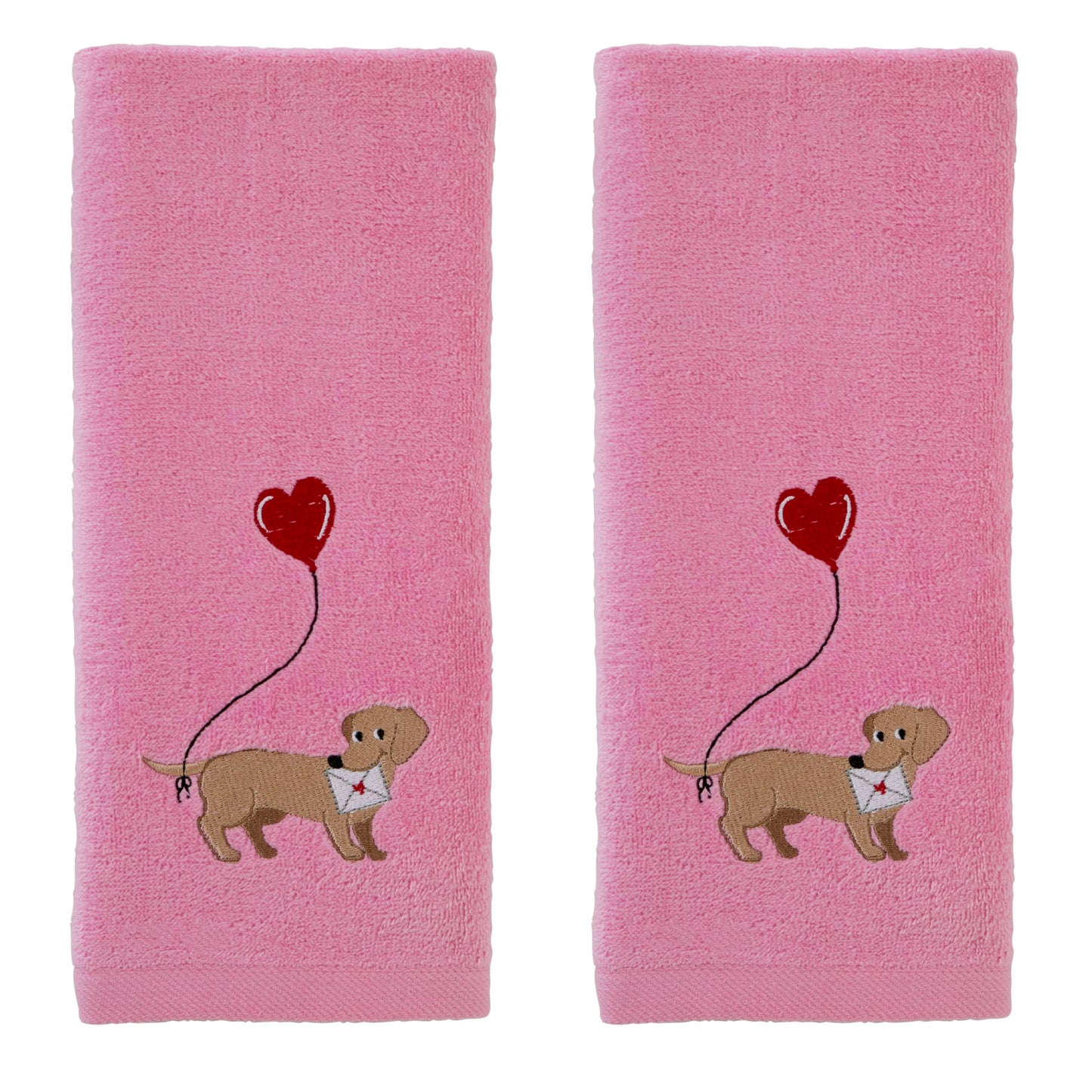 SKL Home Valentine Dachshund Hand Towel Set, 2 Count