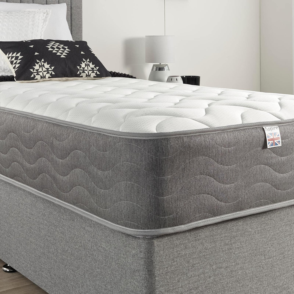 Aspire Beds 3 Layer Double Comfort Fillings & AC Aspire-Cool Touch Long Wave Sleep Surface Hybrid Bonnell Sprung & Memory Foam Premium Mattress