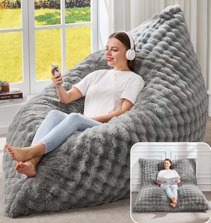 Hobestluk Adult Bean Bag Chair 3 in 1 Convertible Large Bean Bag Sofa