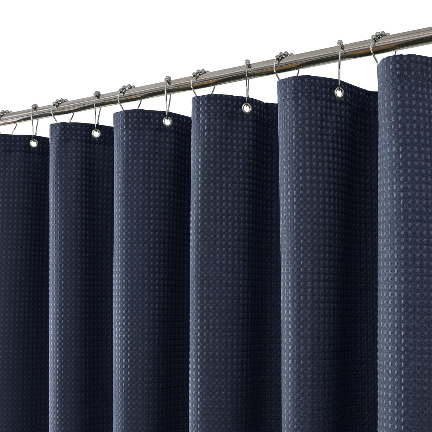 FY&XZH Heavy-Duty Waffle Weave Shower Curtain with Stainless Steel Hooks, Thick Fabric for Bathroom, Hotel, Spa & Salon-183 x 183cm (Navy Blue)